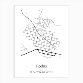 Rodas,Cuba Minimalist Map Art Print