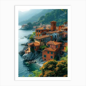 Italian Village On The Coast Art Print