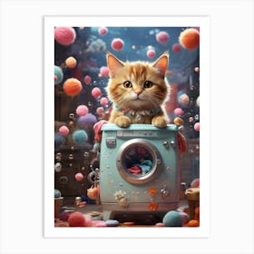 Cat In A Washing Machine 7 Art Print