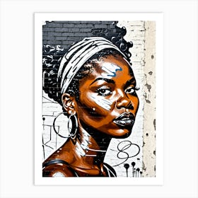 Vintage Graffiti Mural Of Beautiful Black Woman 148 Art Print