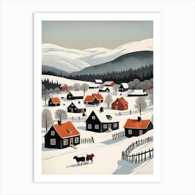 Scandinavian Village Scene Painting (33) Art Print