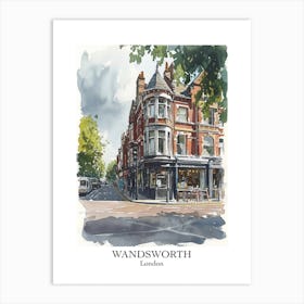 Wandsworth London Borough   Street Watercolour 4 Poster Art Print
