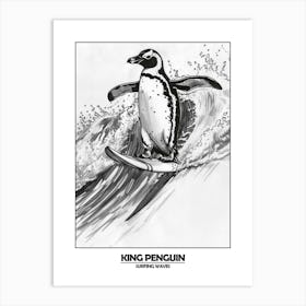 Penguin Surfing Waves Poster 6 Art Print