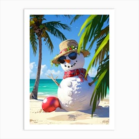 Snowman On The Beach 6 Art Print