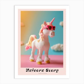 Toy Unicorn In Sunglasses Pastel 2 Poster Art Print