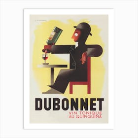 Dubonnet Liquor, Bar Cart Decor, Vintage Beverage Poster Art Print