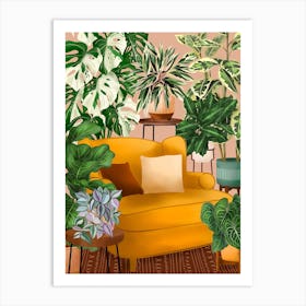 Room With Plants And Yellow Chair Art Print