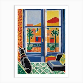 Dog In A Window Style Henri Matisse 2 Art Print