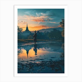 Sunset In Bagan Art Print