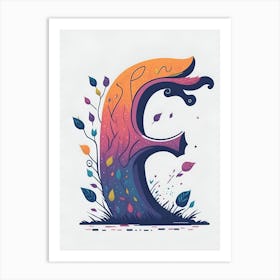 Colorful Letter E Illustration 46 Art Print