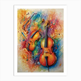 Cello And Music Notes Art Print