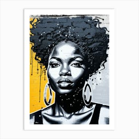 Graffiti Mural Of Beautiful Black Woman 39 Art Print