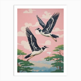 Vintage Japanese Inspired Bird Print Lapwing 2 Art Print