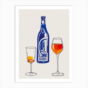 Aperol Spritz 2 Picasso Line Drawing Cocktail Poster Art Print