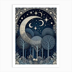 Moon In The Forest 5 Art Print