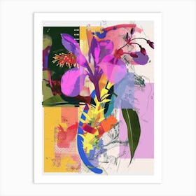 Lilac 1 Neon Flower Collage Art Print