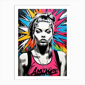 Graffiti Mural Of Beautiful Hip Hop Girl 51 Art Print