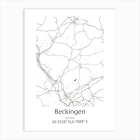 Beckingen,Germany Minimalist Map Art Print