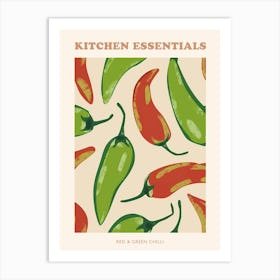 Red & Green Chilli Pattern Poster 2 Art Print