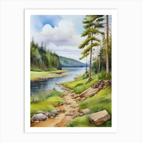 Landscape By The River Art Print