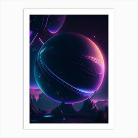Libra Planet Neon Nights Space Art Print