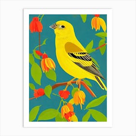 Yellowhammer 2 Midcentury Illustration Bird Art Print