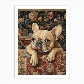 Tapestry Frenchie Drinking 10 Affiche