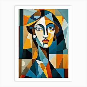 Woman Portrait Cubism Pablo Picasso Style (2) Art Print