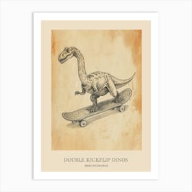 Brachiosaurus Vintage Dinosaur Poster 3 Art Print