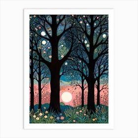 William Morris Rose Trees At Sunset Art Print