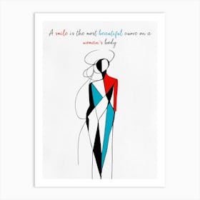 Woman Watercolor Painting with Lettering Art Print