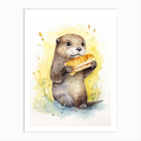 Otter Eating A Sandwich Art Print