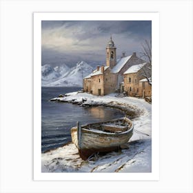 Boat In The Snow Art Print