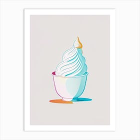 Whipping Cream Dairy Food Minimal Line Drawing 2 Art Print