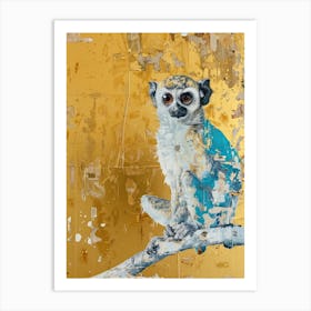 Gibbon Gold Effect Collage 1 Art Print