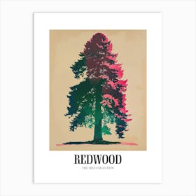 Redwood Tree Colourful Illustration 2 Poster Art Print