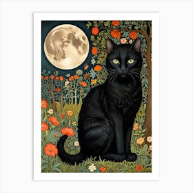 William Morris Black Cat In The Moonlight 7 Art Print