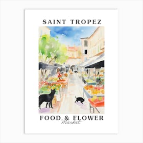 Food Market With Cats In Saint Tropez 2 Poster Art Print