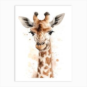 Baby Giraffe Watercolour Nursery 2 Art Print