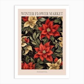 Poinsettia 2 Winter Flower Market Poster Art Print