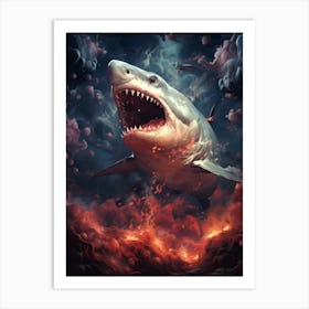 Shark In Flames Art Print