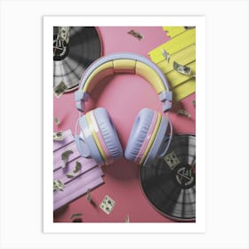 Money And Headphones 1 Art Print