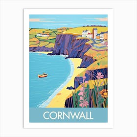 Cornwall Cliffs England Travel Print Painting Cute Art Print