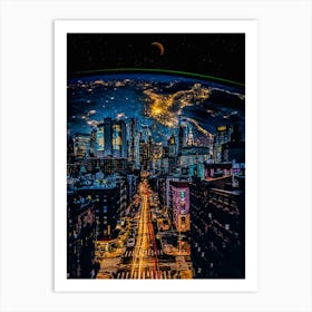 Speed Trails And Planet Earth Art Print
