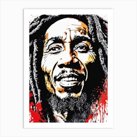 Bob Marley Portrait Ink Painting (18) Art Print