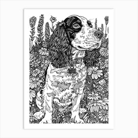 English Springer Spaniel Line Sketch 4 Art Print