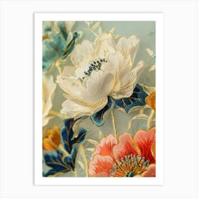 Embroidered Flowers 44 Art Print