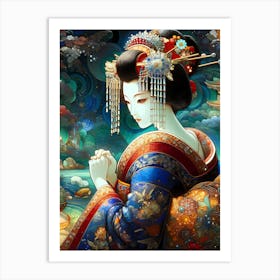 Creative Geisha Illustration 50 Art Print