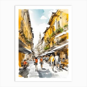 Sketch Of A Street In Italy 1 Art Print