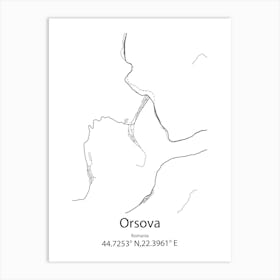 Orsova,Romania Minimalist Map Art Print